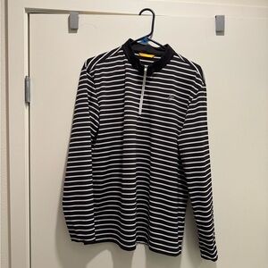Louis Castel Black and White Striped Golf Mononeck